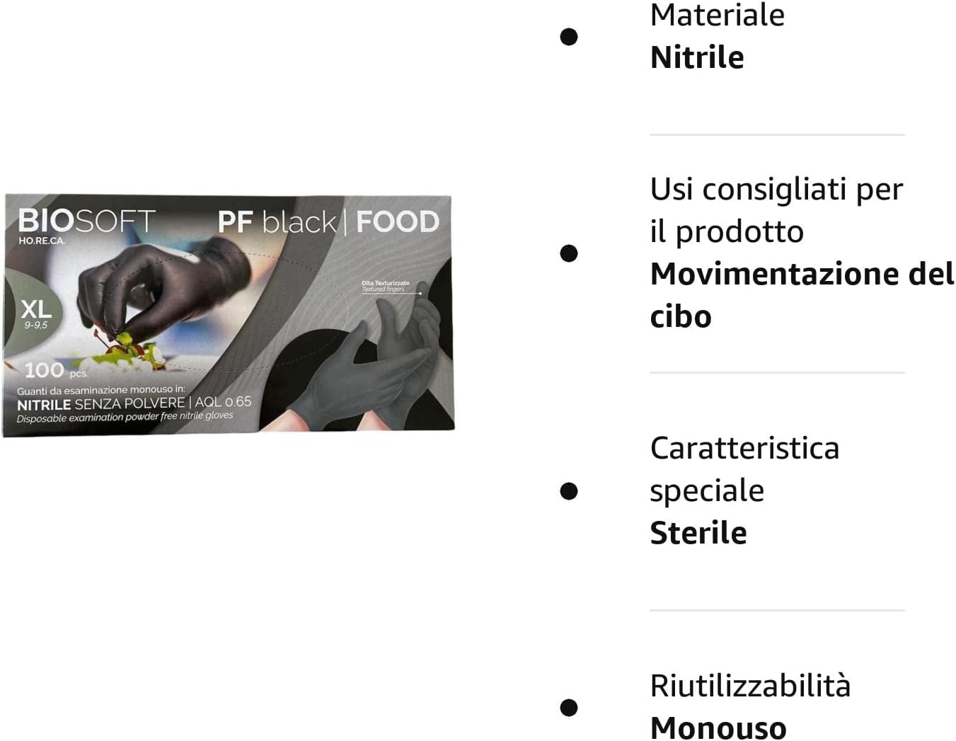 Guanti in Nitrile senza polvere Neri