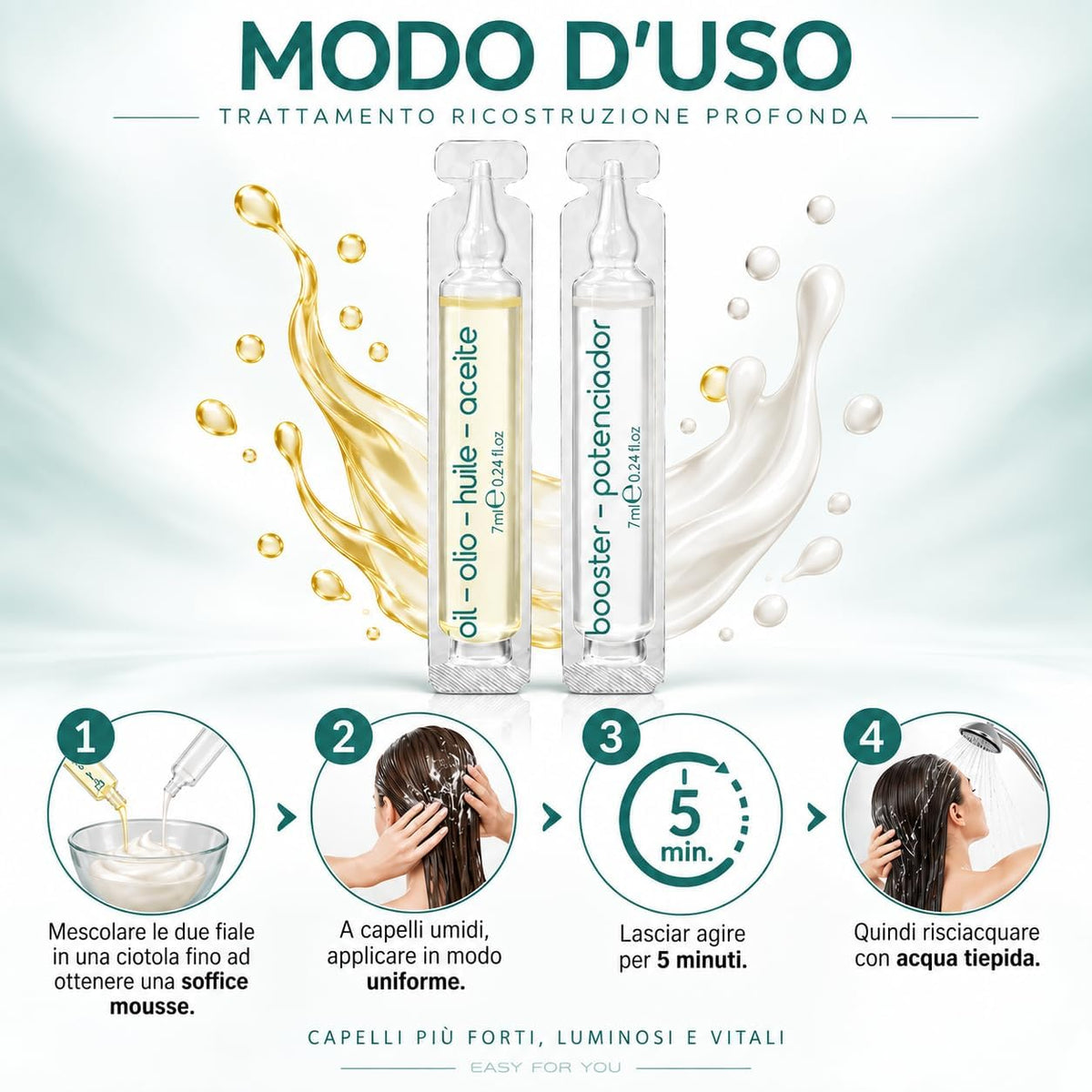 Echosline Kit Keratin Shampoo e Maschera per capelli trattati 1000 ml + 2 fiale ristrutturanti alla Keratina Omaggio