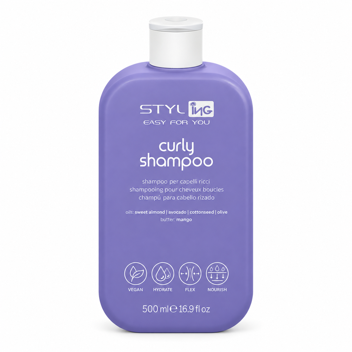 Ing Shampoo per capelli ricci alle mandorle dolci - Senza siliconi - 500 ml