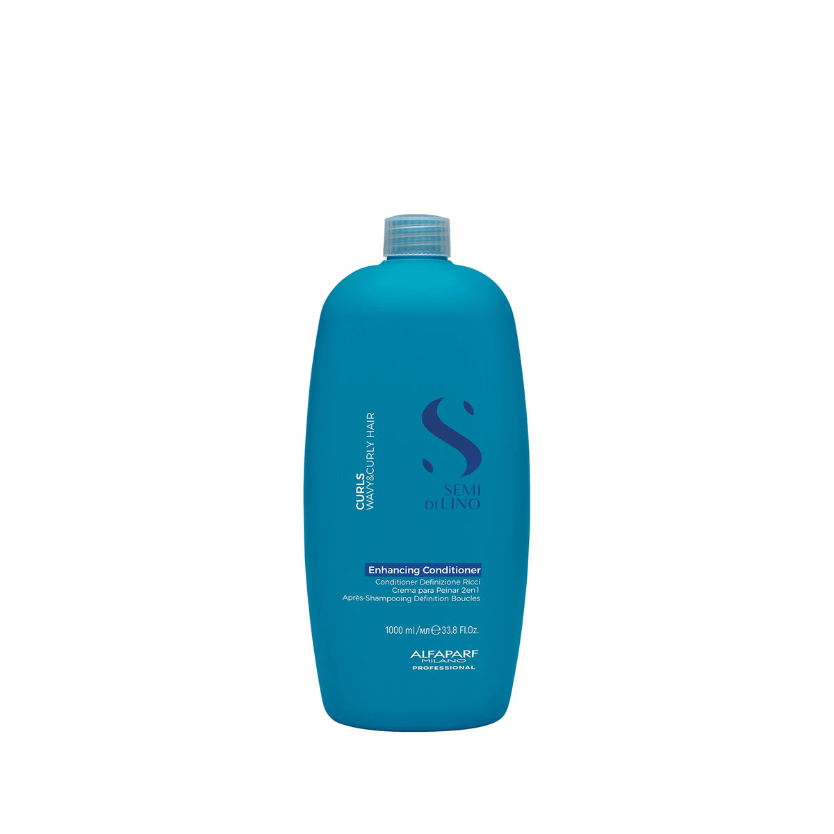 Alfaparf Milano Semi di Lino Curls Enhancing Conditioner – Conditioner di definizione per onde e ricci, da risciacquo e/o leave-in 1000 ml, confezione frontale