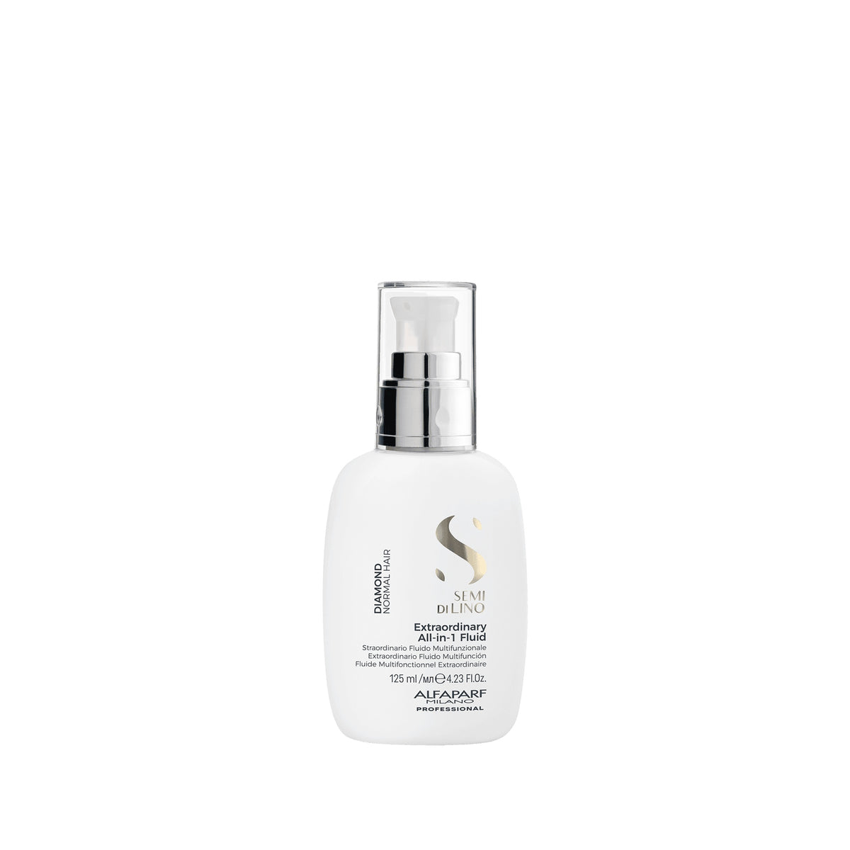 Alfaparf Milano Semi di Lino Diamond Extraordinary All-In-1 Fluid – Fluido leave-in multifunzionale per capelli normali 125 ml, confezione frontale
