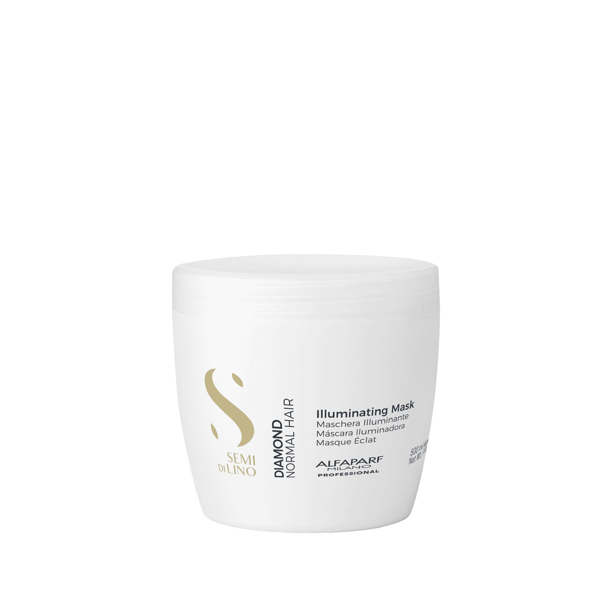 Alfaparf Milano Semi di Lino Diamond Illuminating Mask – Maschera illuminante per capelli normali 500 ml, confezione frontale