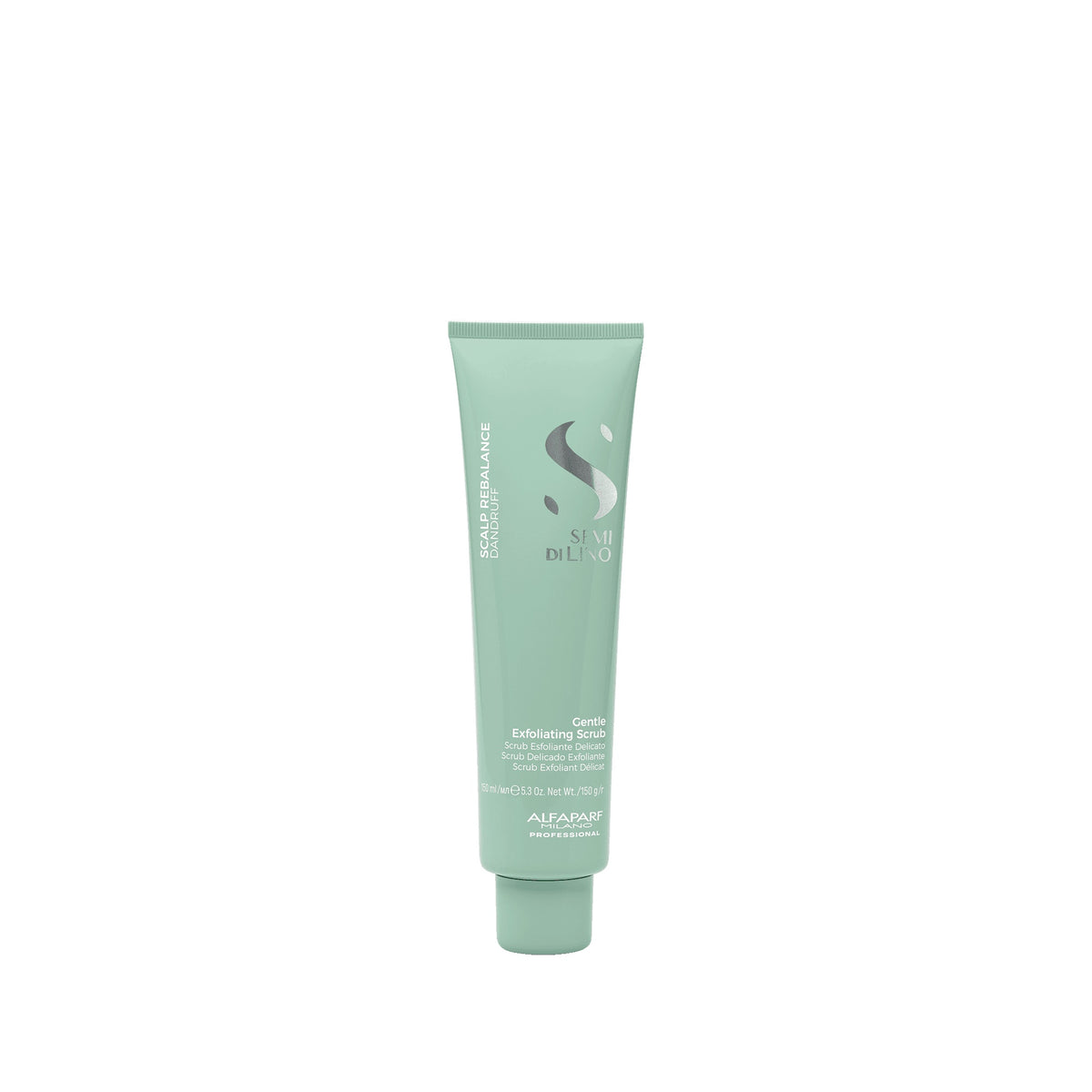 Alfaparf Milano Semi di Lino Scalp Gentle Exfoliating Scrub – Scrub esfoliante per cute con problemi di forfora 150 ml, confezione frontale
