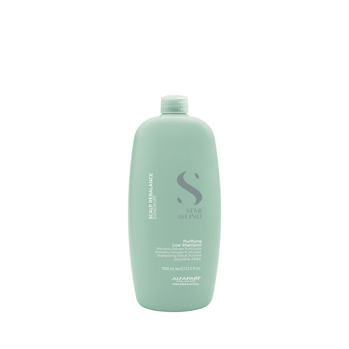 Alfaparf Milano Semi di Lino Scalp Purifying Low Shampoo – Shampoo delicato purificante per cute con problemi di forfora secca o grassa 1000 ml, confezione frontale