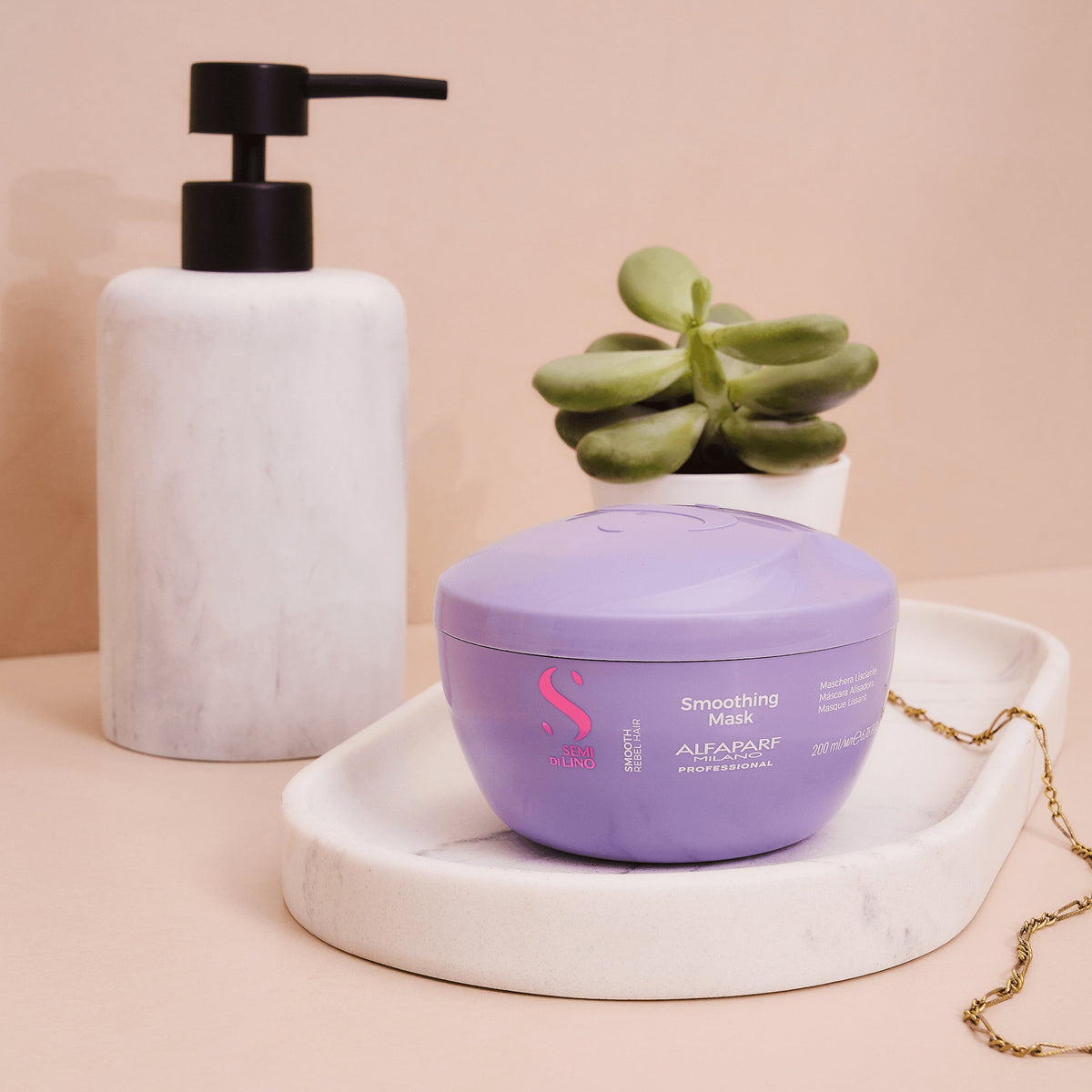 Alfaparf Milano Semi di Lino Smooth Smoothing Mask – Maschera lisciante per capelli ribelli 200 ml, immagine ufficiale 2