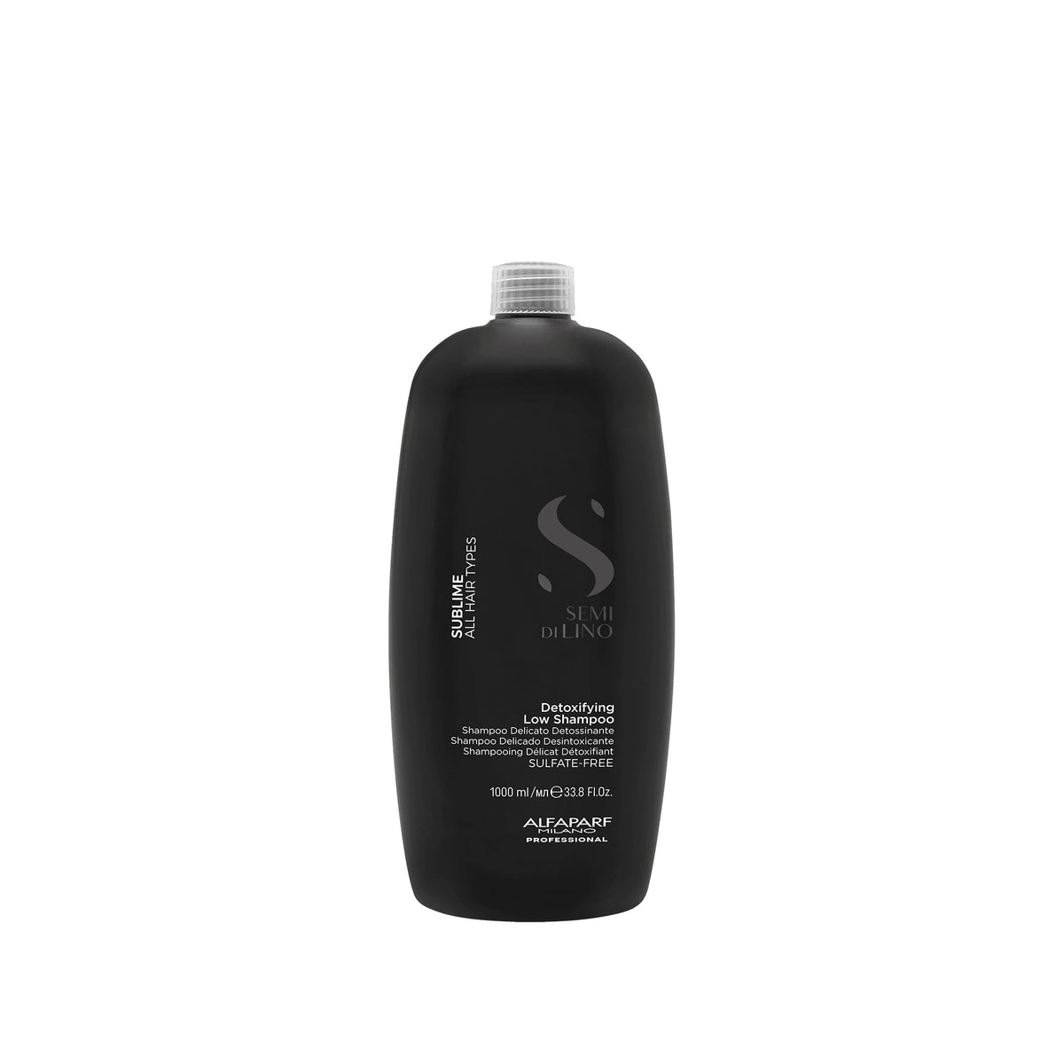 Alfaparf Milano Semi di Lino Sublime Detoxifying Low Shampoo – Shampoo delicato detossinante per tutti i tipi di capelli 1000 ml, confezione frontale