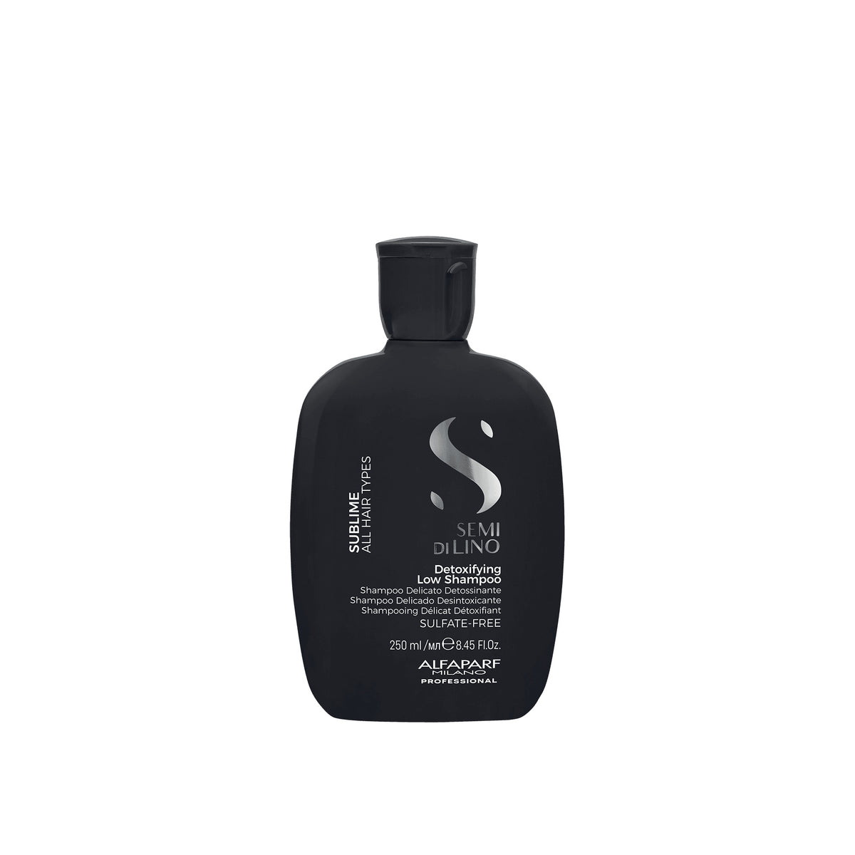 Alfaparf Milano Semi di Lino Sublime Detoxifying Low Shampoo – Shampoo delicato detossinante per tutti i tipi di capelli 250 ml, confezione frontale