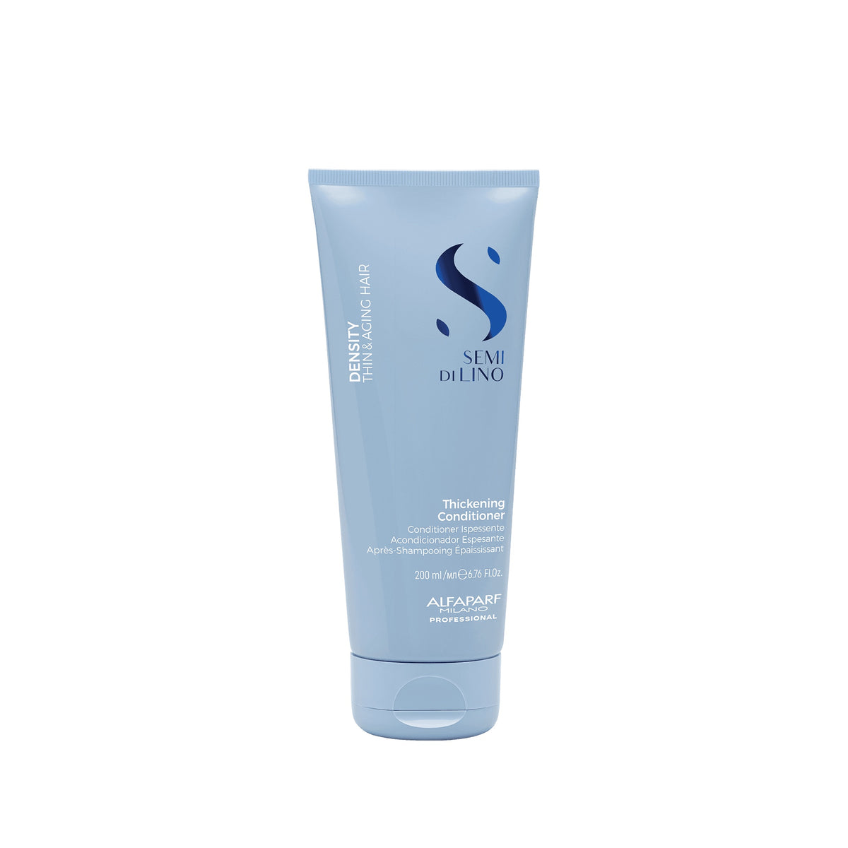 Alfaparf Milano Semi di Lino Density Thickening Conditioner – Balsamo Rimpolpante per Capelli Fini e Assottigliati 200 ml, confezione frontale