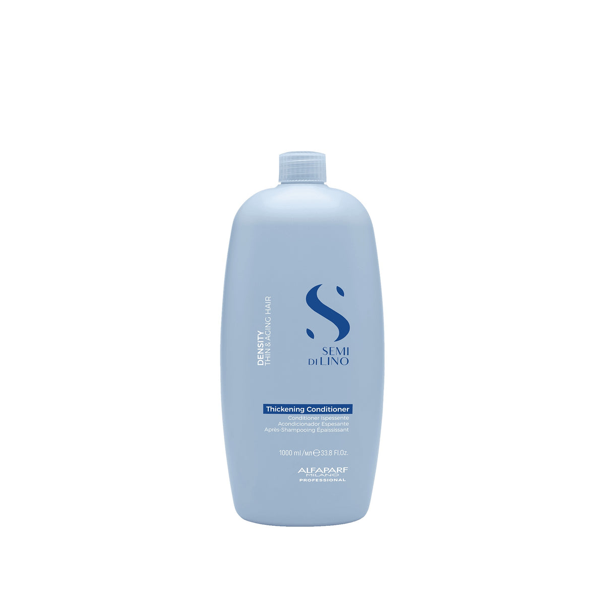 Alfaparf Milano Semi di Lino Density Thickening Conditioner – Balsamo Rimpolpante per Capelli Fini e Assottigliati 1000 ml, confezione frontale