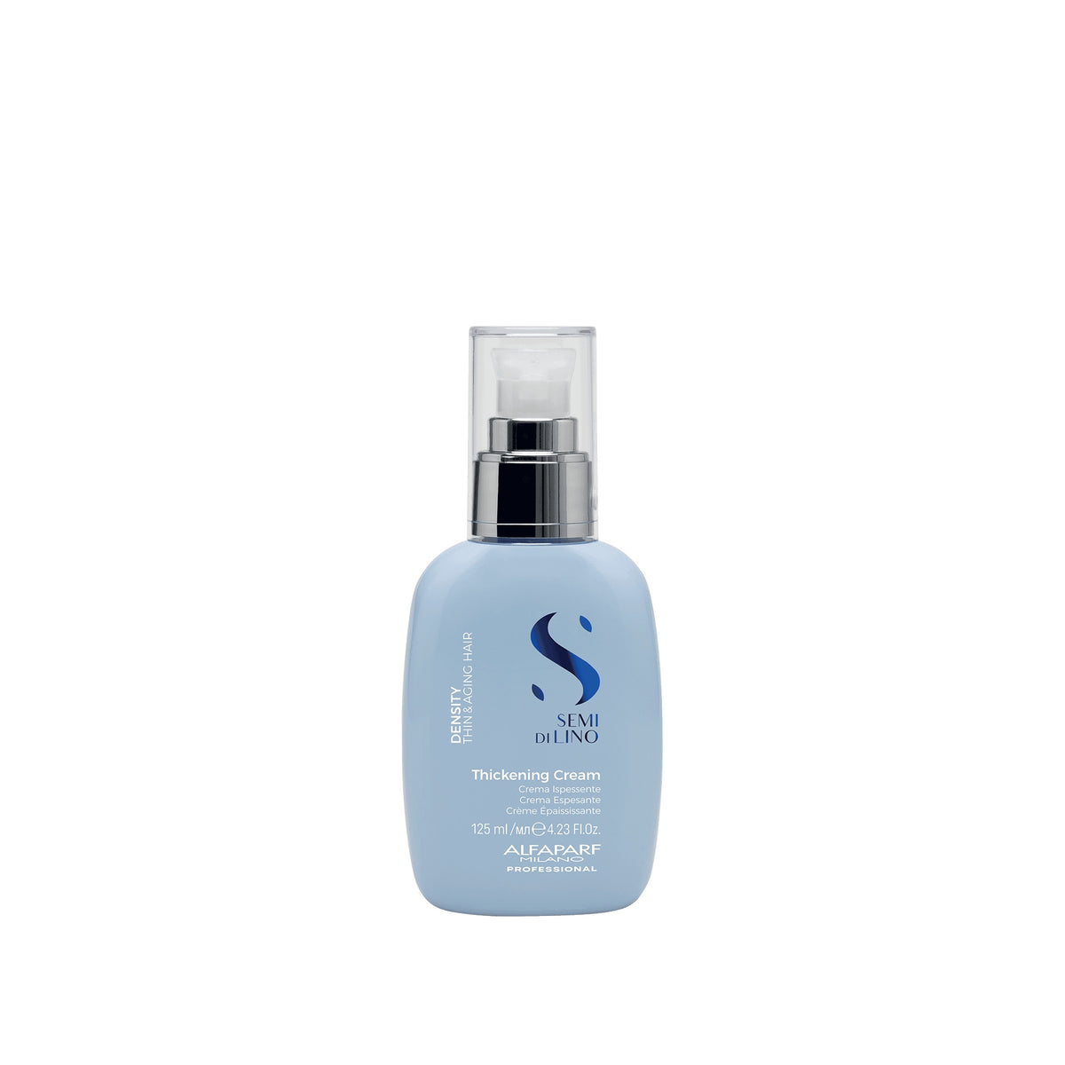 Alfaparf Milano Semi di Lino Density Thickening Cream – Crema Rimpolpante e Termoprotettiva per Capelli Fini 125 ml, confezione frontale