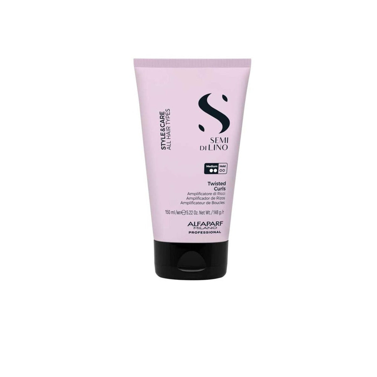 Alfaparf Milano Semi di Lino Style & Care Twisted Curls – Crema Definizione Ricci a Tenuta Media Anticrespo 150 ml, confezione frontale