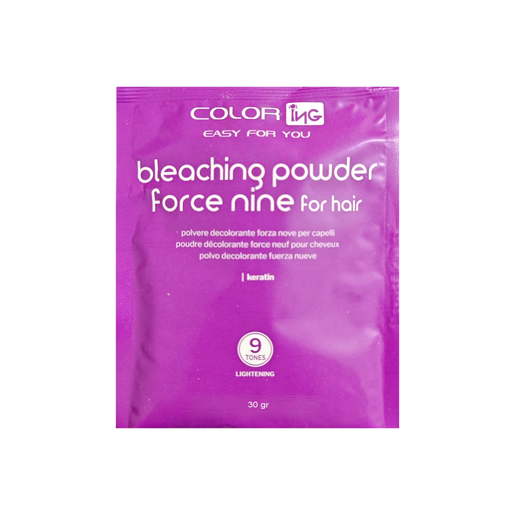 ING Polvere decolorante 9 Toni BLU Con cheratina ed effetto Antigiallo-Antiarancio 30 gr