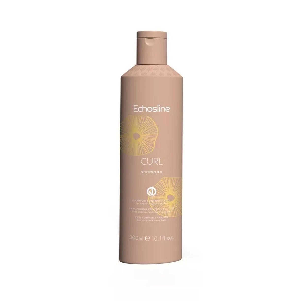 Echosline Curl – Shampoo Idratante Anticrespo per Capelli Ricci e Mossi 300 ml – confezione del prodotto su fondo bianco