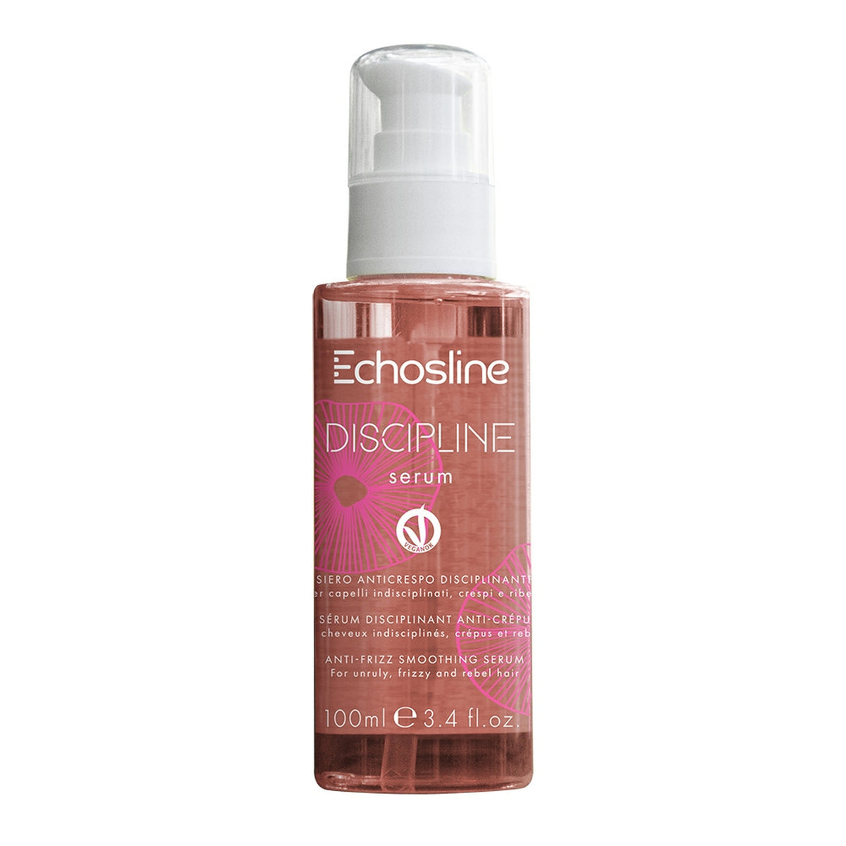 Echosline Discipline Serum – Siero Lucidante Disciplinante Anticrespo 100 ml – confezione del prodotto su fondo bianco