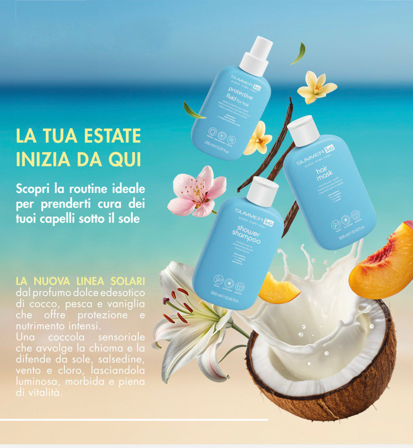 ING Kit estivo capelli - Shampoo, Maschera e Fluido protettivo + Pochette OMAGGIO