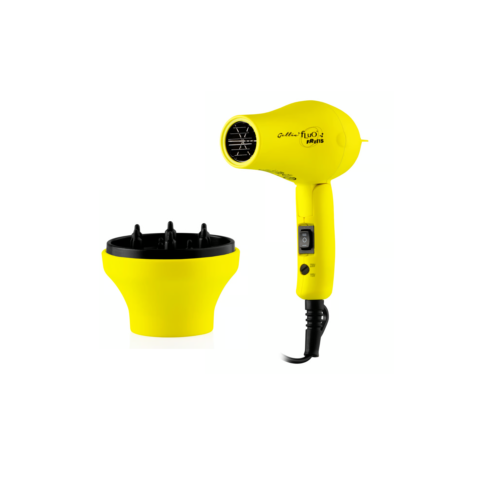 Labor Gettin Fluo Fruits Mini asciugacapelli da viaggio 1000 W - con diffusore Colorato