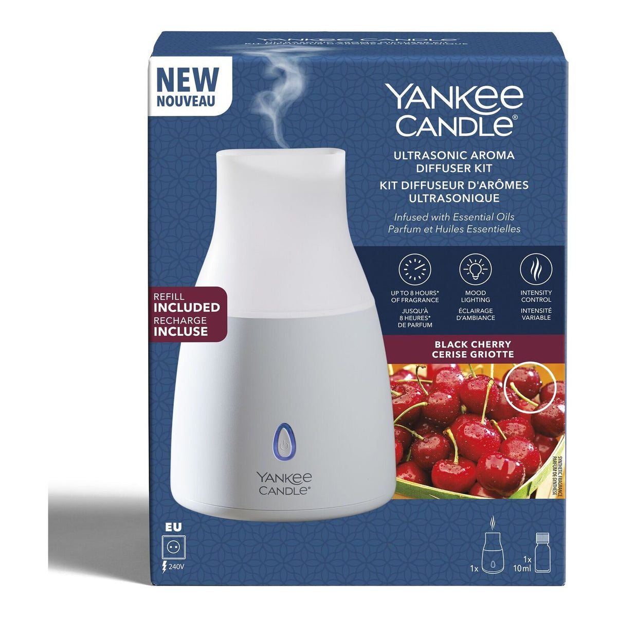 Yankee Candle Black Cherry – Kit Diffusore a Ultrasuoni con Olio Profumato