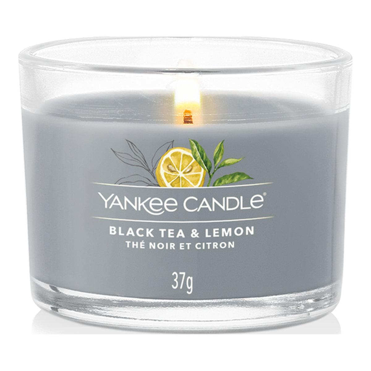 Yankee Candle Black Tea Lemon – Candela Profumata Mini Votiva in Vetro 37 g