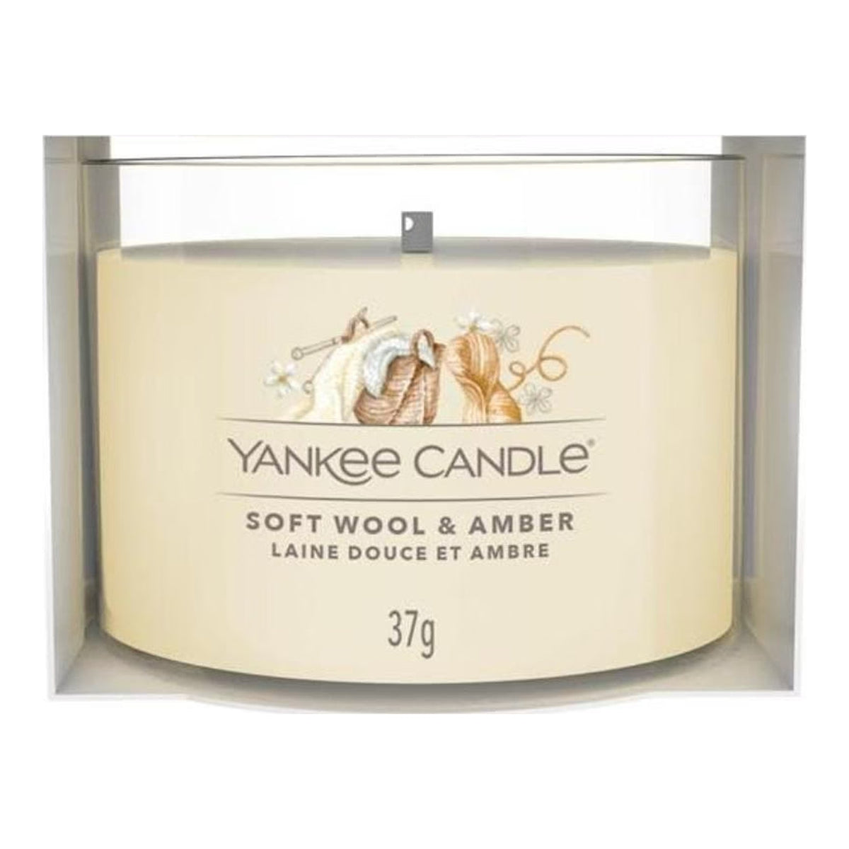 Yankee Candle Soft Wool Amber – Candela Profumata Mini Votiva in Vetro 37 g