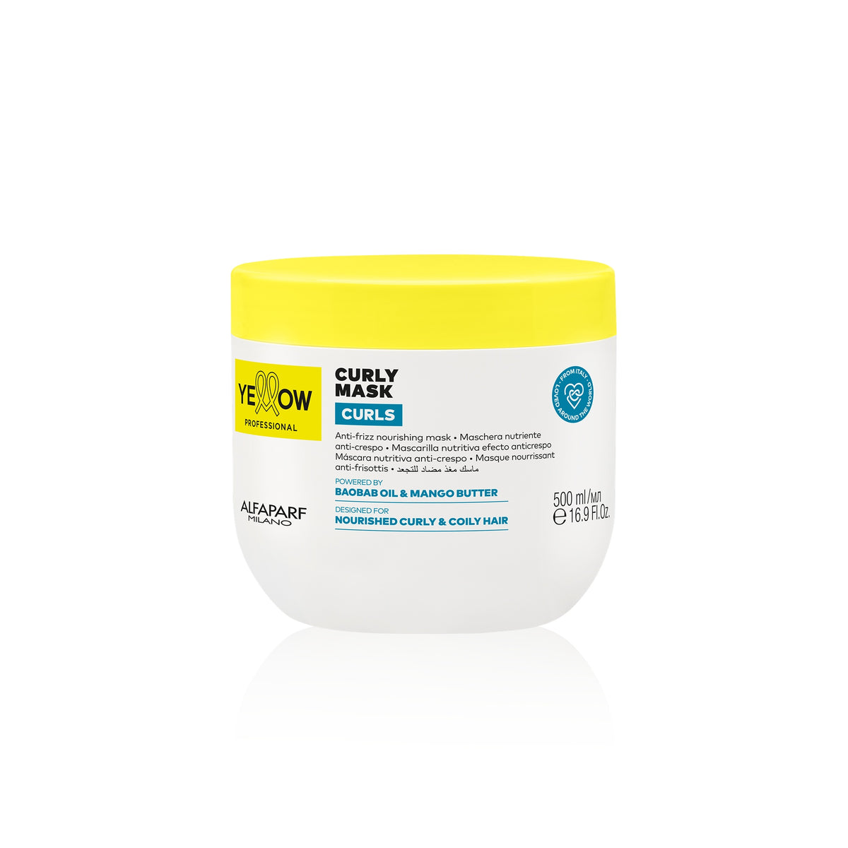 Yellow Professional Curls Curly Mask – Maschera Nutriente Anticrespo per Capelli Ricci 500 ml, confezione frontale