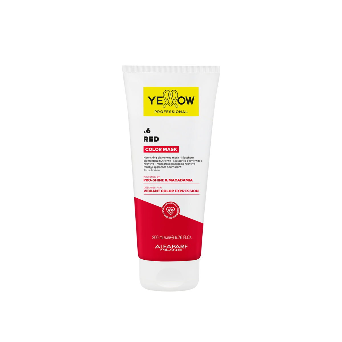 Yellow Professional Color Care Color Mask – Maschera Colorante Nutriente e Ravvivante 200 ml, .6 RED, confezione frontale