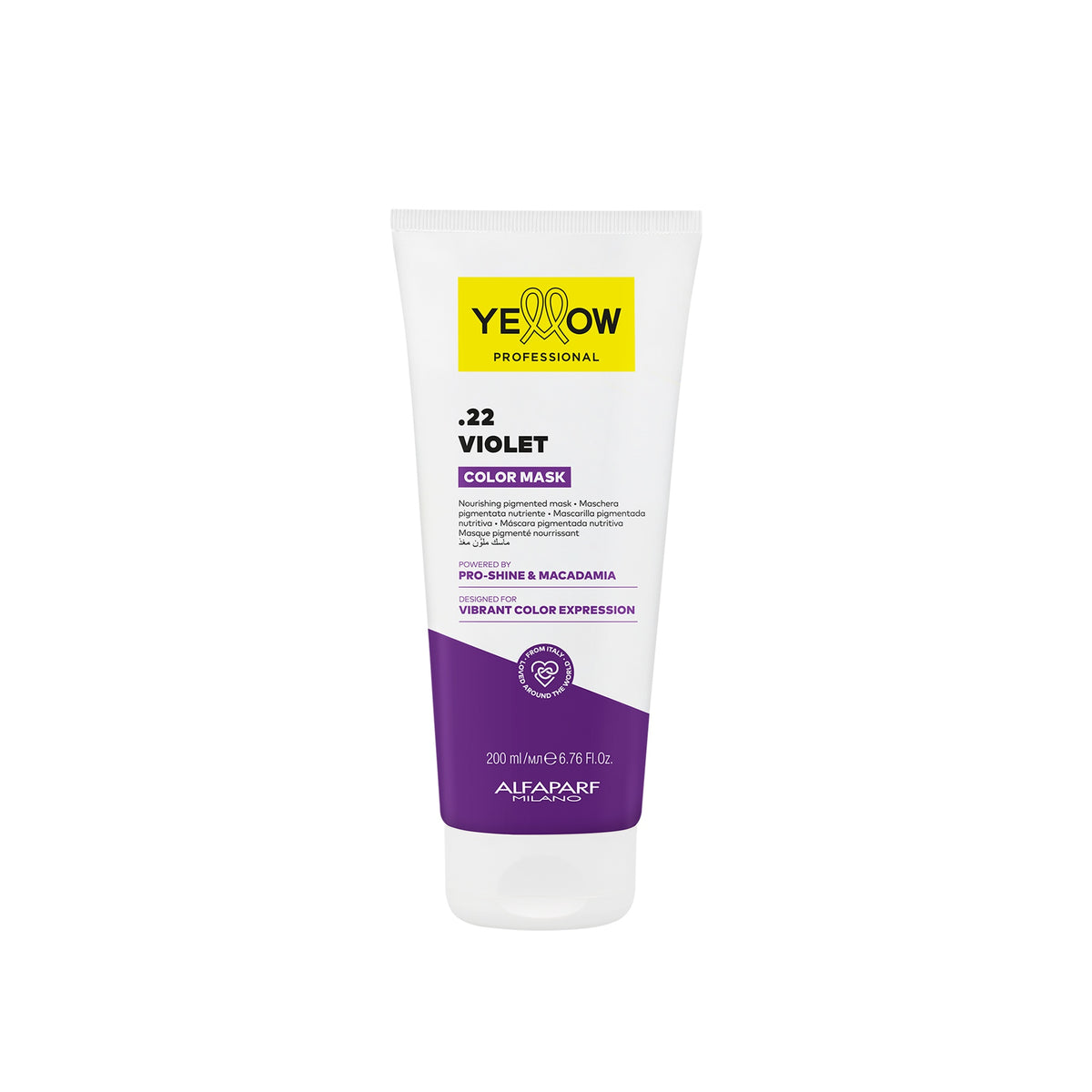 Yellow Professional Color Care Color Mask – Maschera Colorante Nutriente e Ravvivante 200 ml, .22 VIOLET, confezione frontale