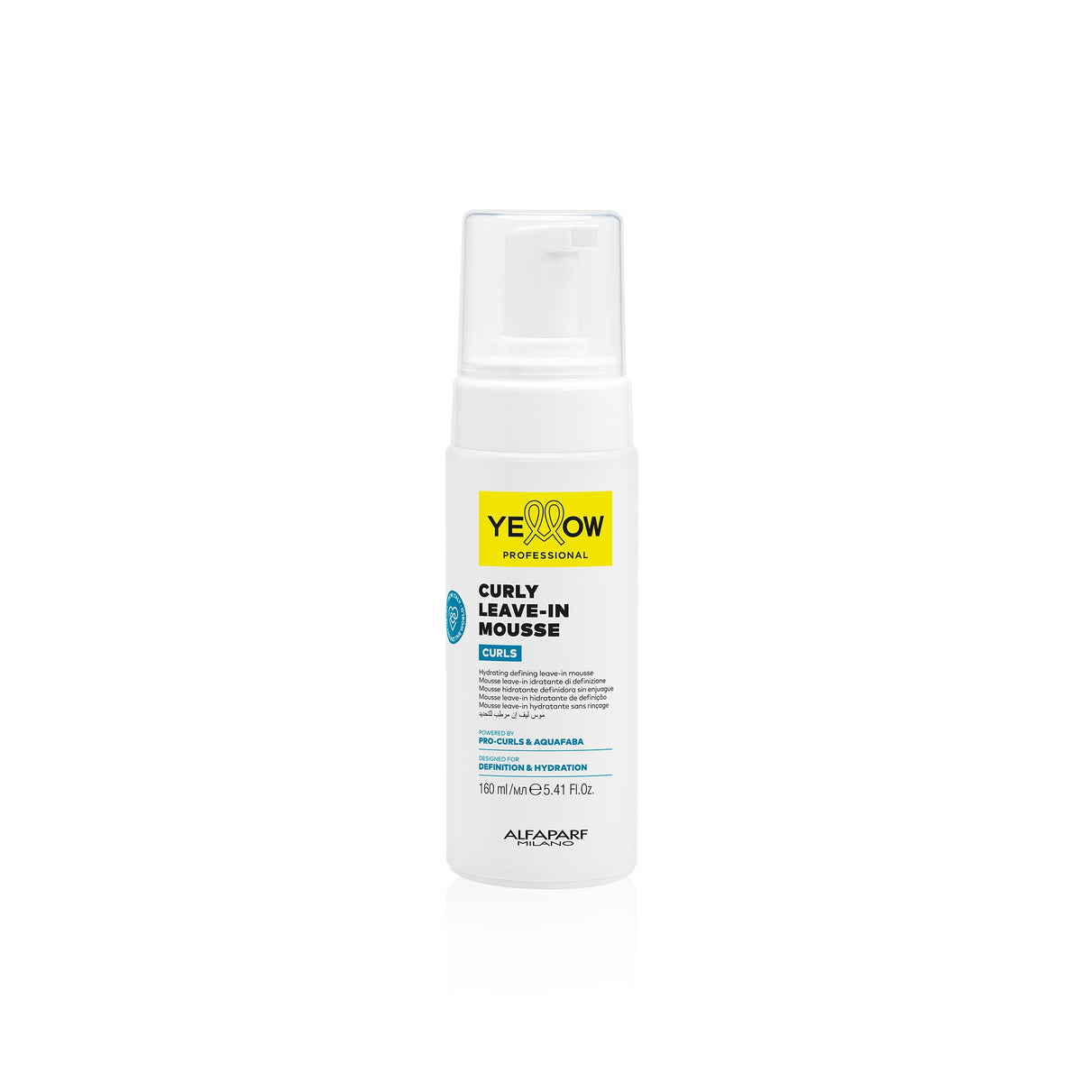 Yellow Professional Curls Curly Leave-In Mousse – Mousse leave-in idratante di definizione per capelli mossi, ricci e coily 160 ml, confezione frontale