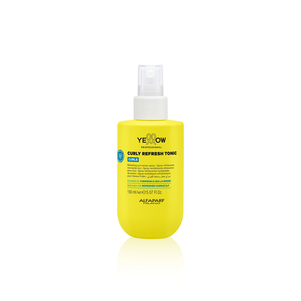 Yellow Professional Curls Curly Refresh Tonic – Spray rinfrescante ravvivante ricci per capelli mossi, ricci e coily 150 ml, confezione frontale