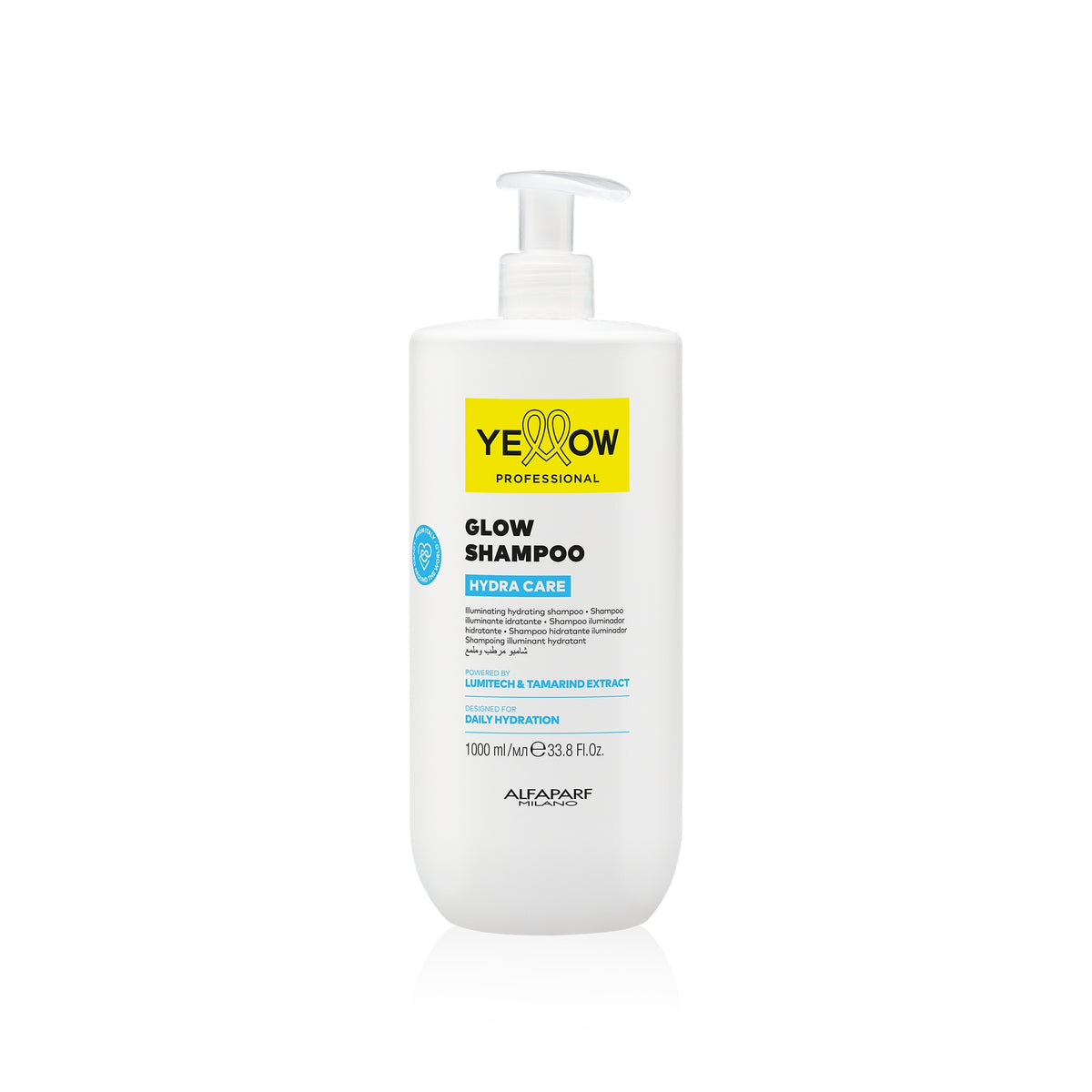 Yellow Professional Hydra Care Glow Shampoo – Shampoo Idratante Illuminante 1000 ml, confezione frontale