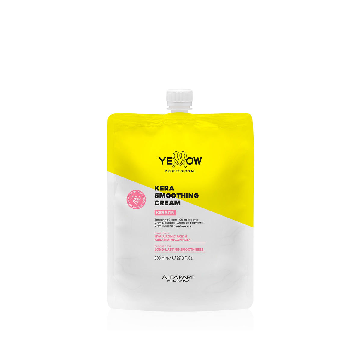 Yellow Professional Keratin Kera Smoothing Cream – Crema lisciante 800ml, confezione frontale