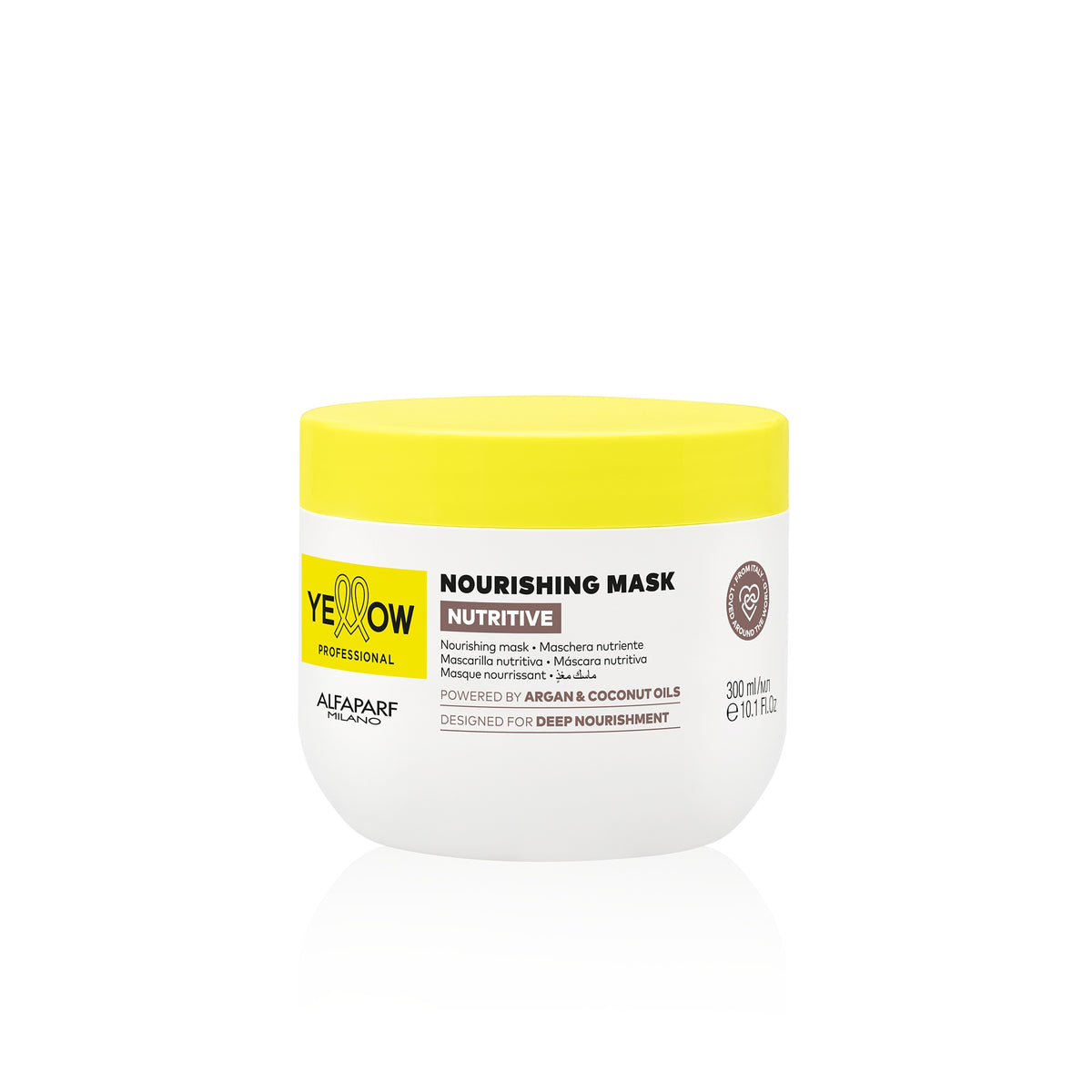Yellow Professional Nutritive Nourishing Mask – Maschera nutriente per capelli secchi 300 ml, confezione frontale