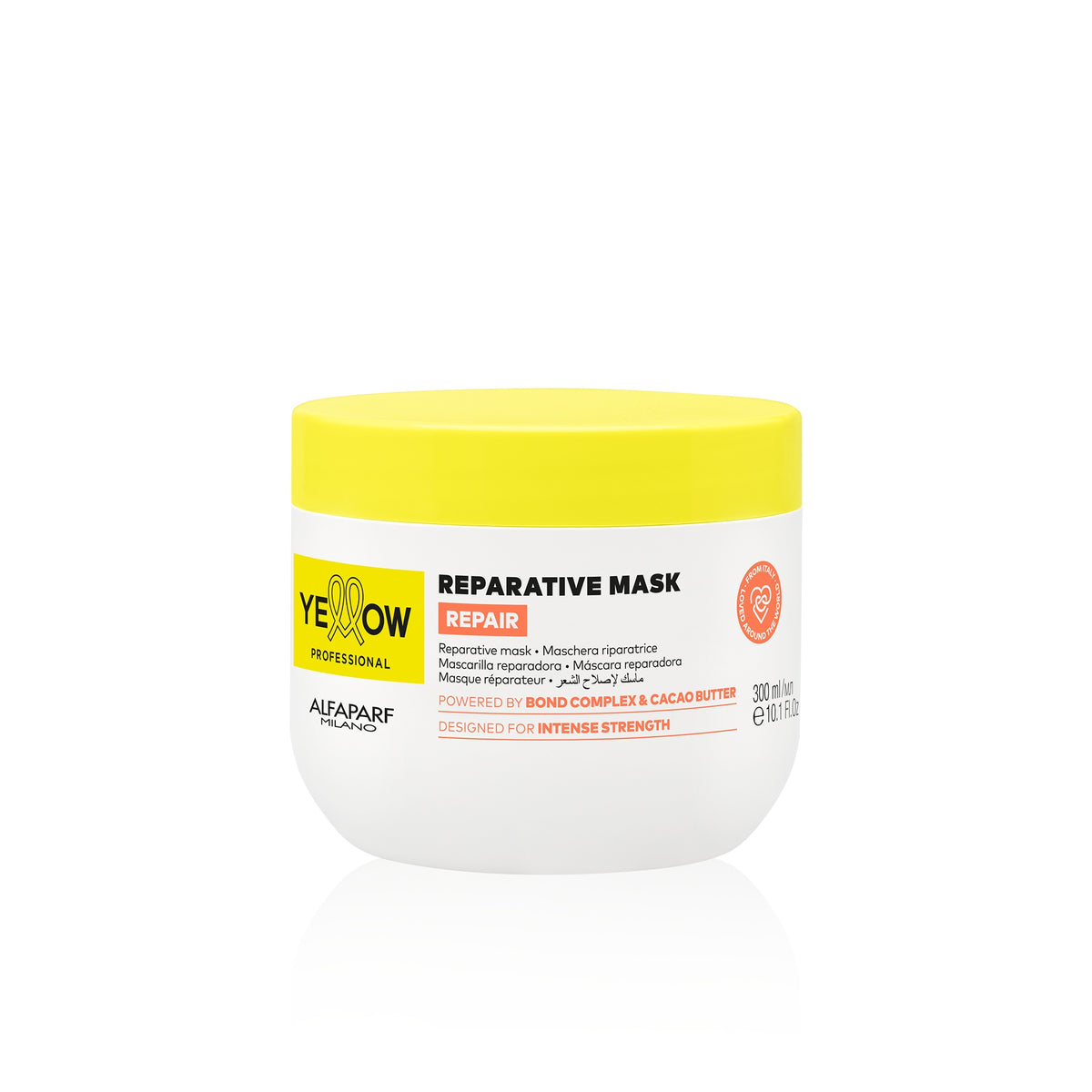 Yellow Professional Repair Reparative Mask – Maschera riparatrice per capelli danneggiati 300 ml, confezione frontale