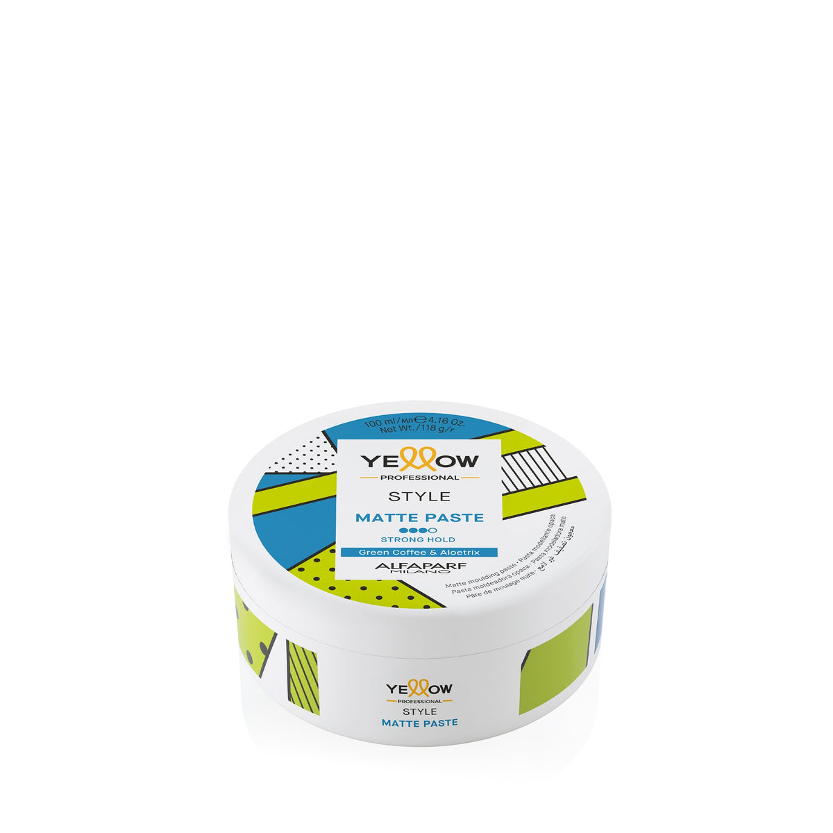 Yellow Professional Style Matte Paste – Pasta modellante opaca 100 ml, confezione frontale