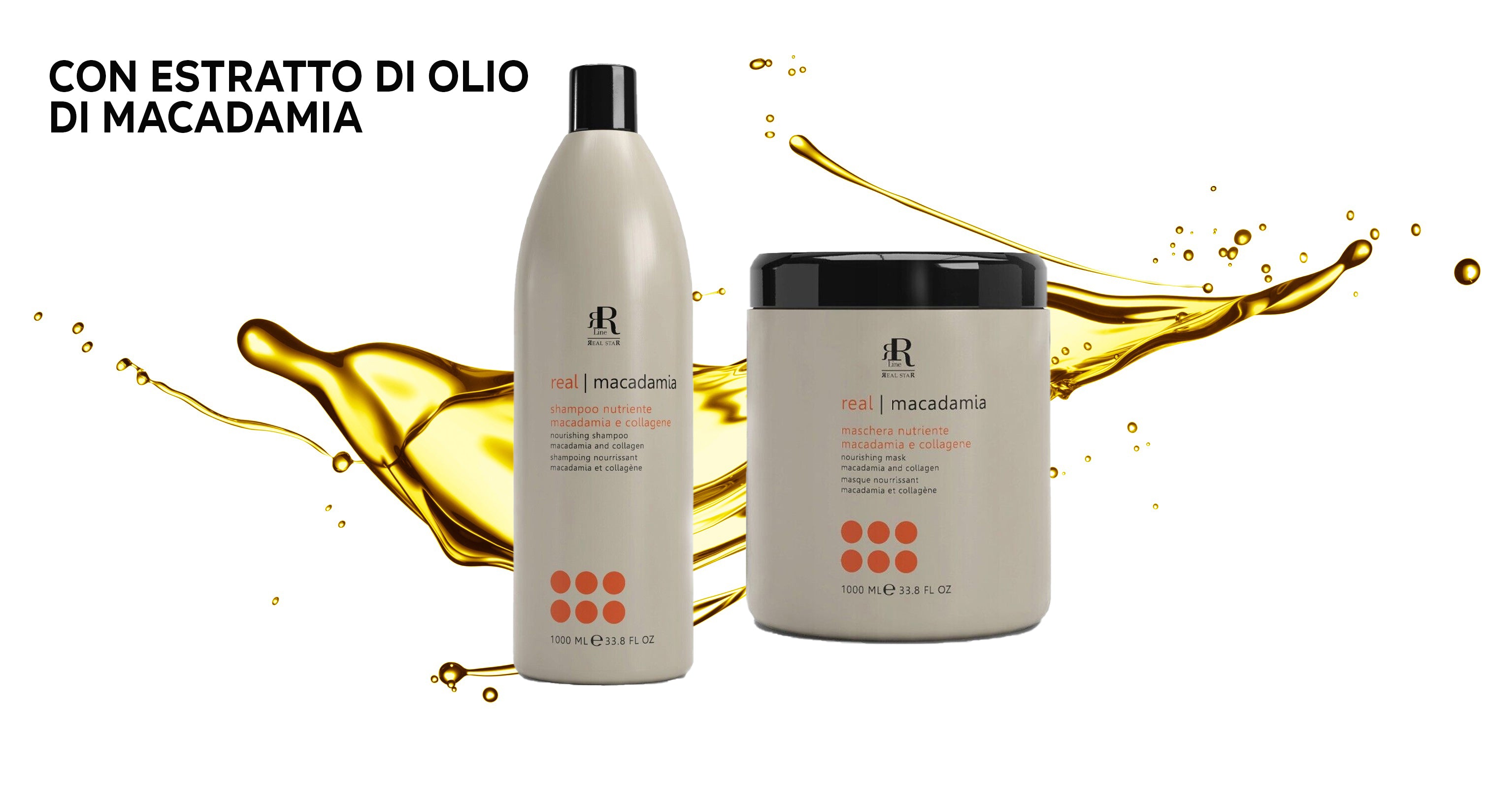 RR Line Set Maschera E Shampoo capelli crespi e secchi Illuminante Nutriente, Macadamia e Collagene 1000 ml + 2 Fiale Ristrutturanti OMAGGIO