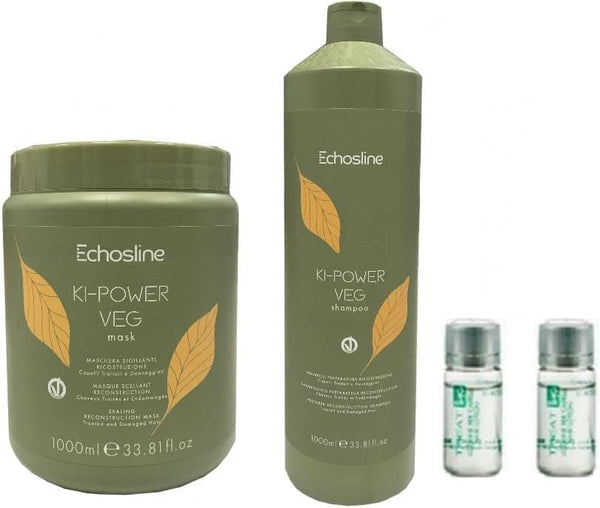 Echosline Kit Ki power ricostruzione per capelli danneggiati + 2 Fiale ristrutturanti OMAGGIO