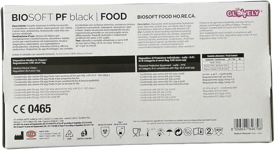 Guanti in Nitrile senza polvere Neri