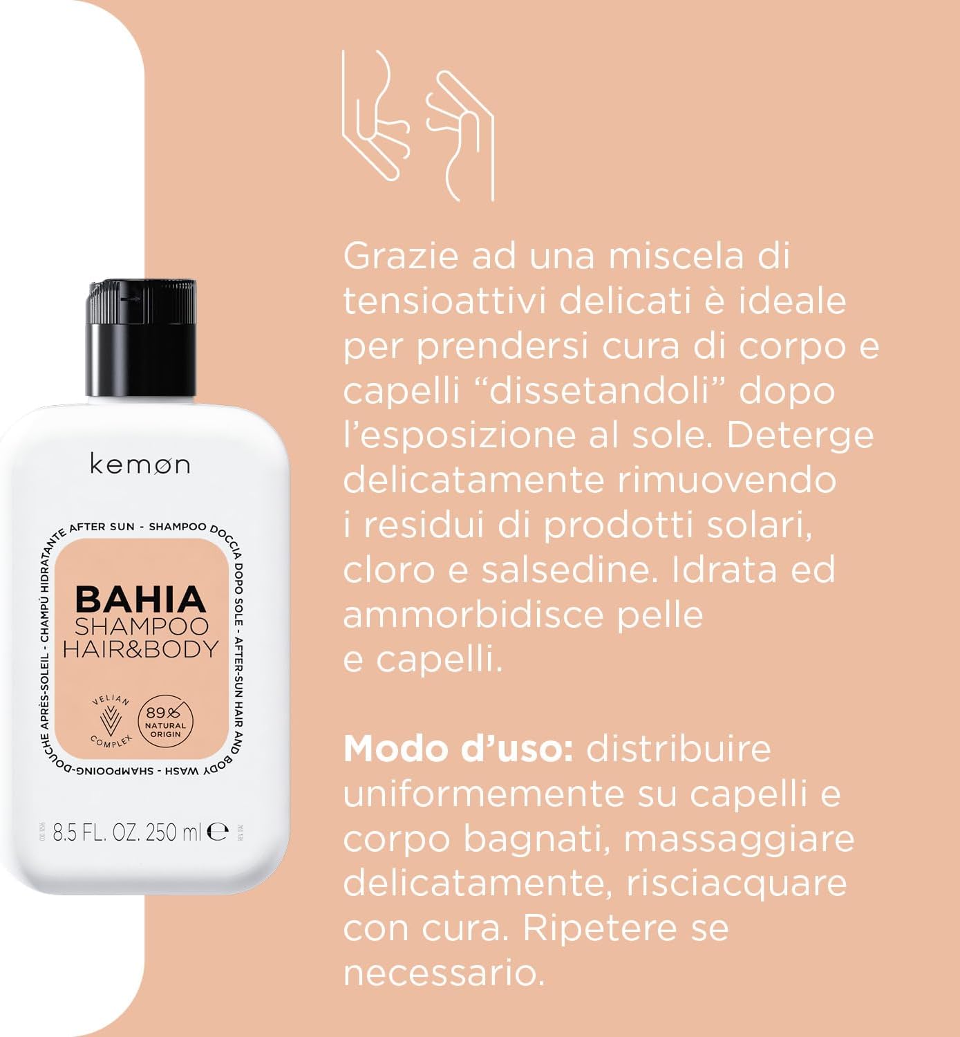 Kemon Bahia Shampoo Doccia corpo e capelli esposti al sole - 250 ml