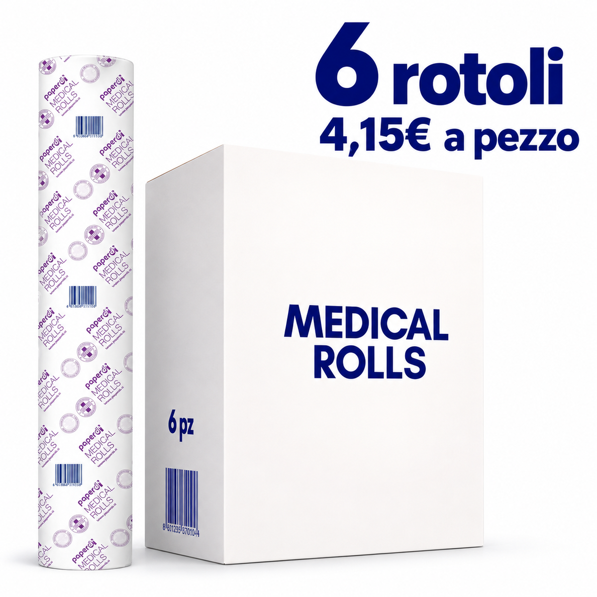 MEDICAL ROLL - Rotolo carta lettino cartone da 6 pezzi
