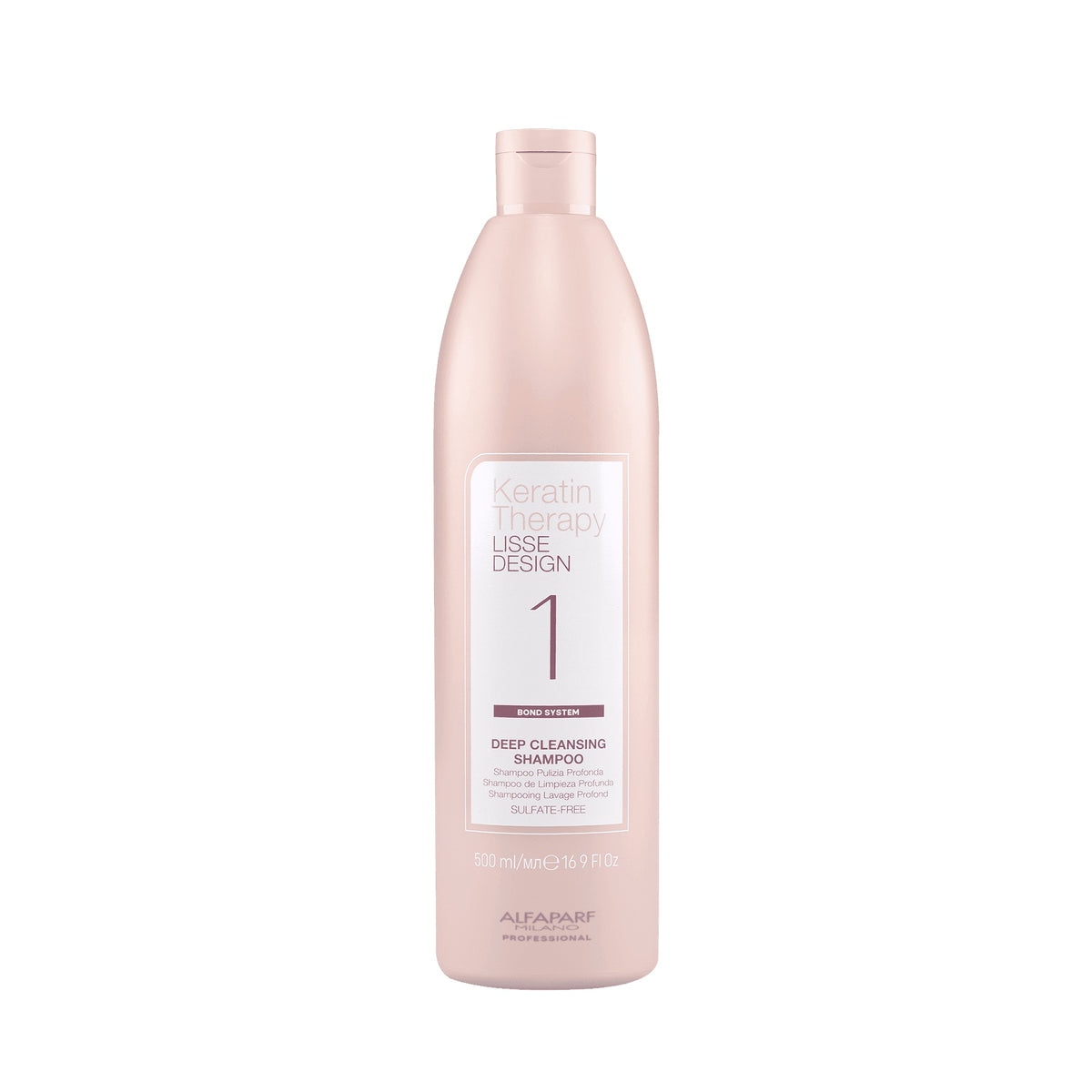 Alfaparf Milano Keratin Therapy Lisse Design Deep Cleansing Shampoo – Shampoo di Pulizia Profonda Pre-Lisciatura 500 ml, confezione frontale