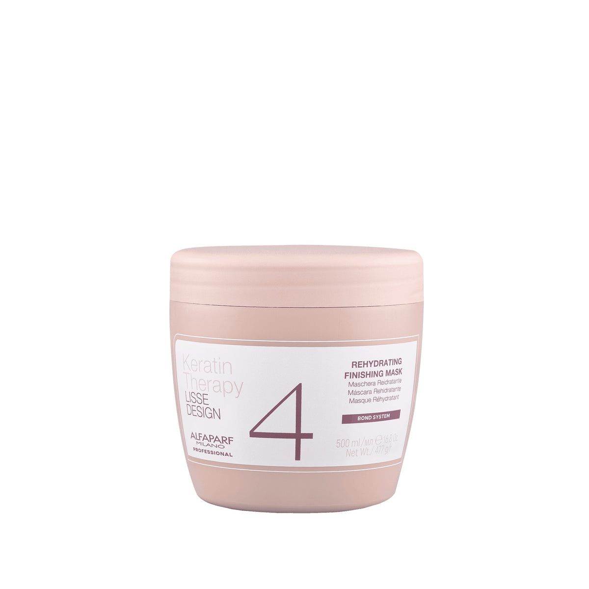 Alfaparf Milano Keratin Therapy Lisse Design Rehydrating Finishing Mask – Maschera Reidratante Professionale Post-Lisciatura 500 g, confezione frontale
