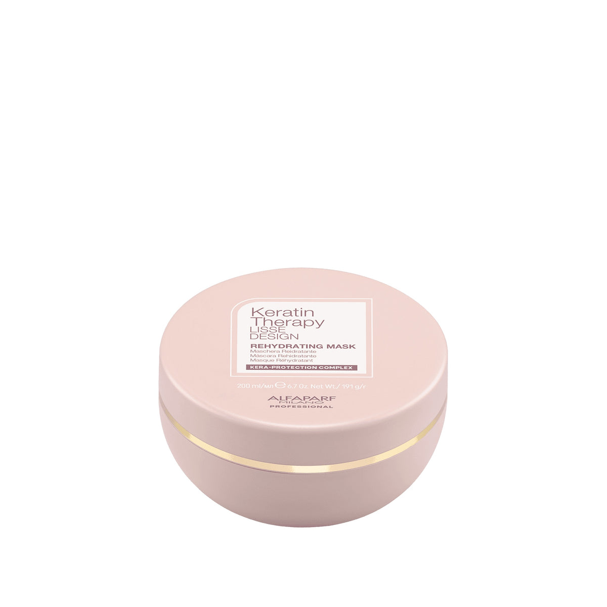 Alfaparf Milano Keratin Therapy Lisse Design Rehydrating Mask – Maschera Reidratante per Capelli Lisci Trattati 200 ml, confezione frontale
