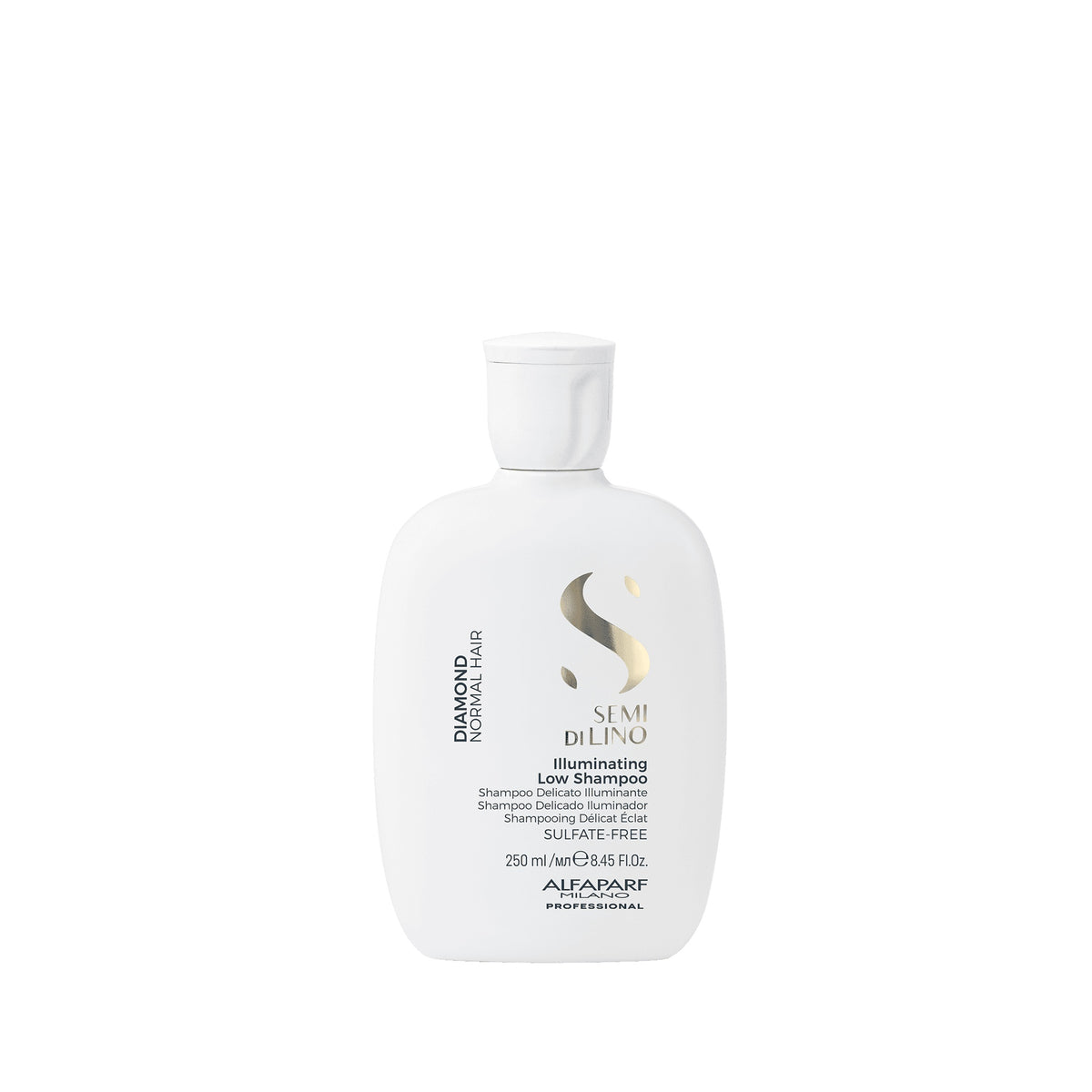 Alfaparf Milano Semi di Lino Diamond Illuminating Low Shampoo – Shampoo delicato illuminante per capelli normali 250 ml, confezione frontale