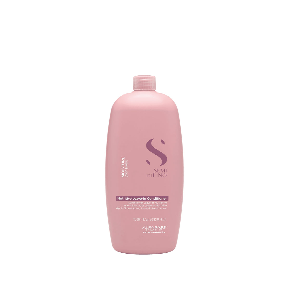 Alfaparf Milano Semi di Lino Moisture Nutritive Leave-In Conditioner – Conditioner nutriente senza risciacquo per capelli secchi 1000 ml, confezione frontale