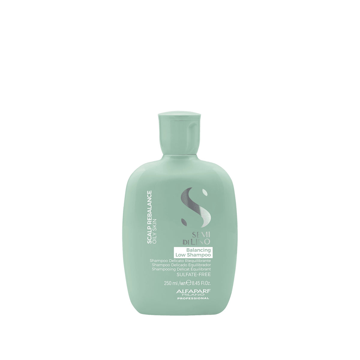 Alfaparf Milano Semi di Lino Scalp Balancing Low Shampoo – Shampoo delicato riequilibrante per cute con eccesso di sebo 250 ml, confezione frontale