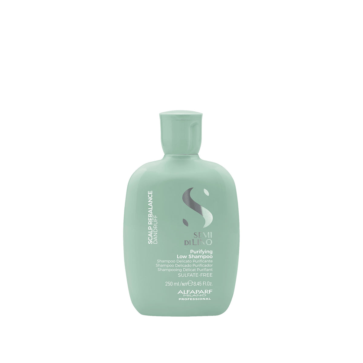 Alfaparf Milano Semi di Lino Scalp Purifying Low Shampoo – Shampoo delicato purificante per cute con problemi di forfora secca o grassa 250 ml, confezione frontale