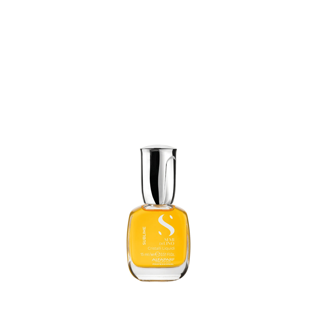 Alfaparf Milano Semi di Lino Sublime Cristalli Liquidi – Siero illuminante istantaneo per tutti i tipi di capelli 15 ml, confezione frontale