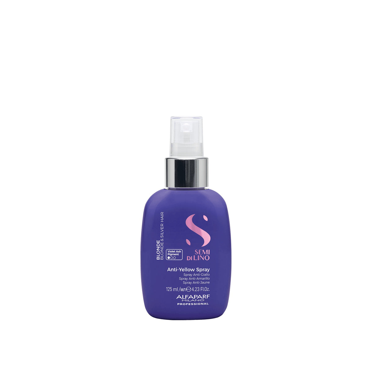 Alfaparf Milano Semi di Lino Blonde Anti-Yellow Spray – Spray Antigiallo Districante per Biondi e Balayage 125 ml, confezione frontale