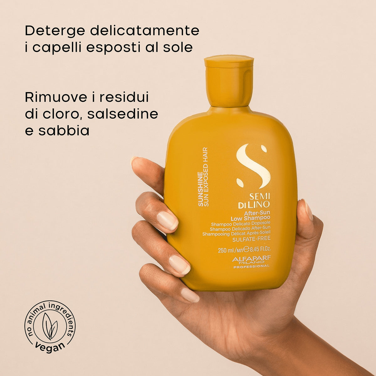 Alfaparf Milano Semi di Lino Sunshine After-Sun Low Shampoo – Shampoo Doposole Delicato contro Cloro e Salsedine 250 ml, immagine ufficiale 3