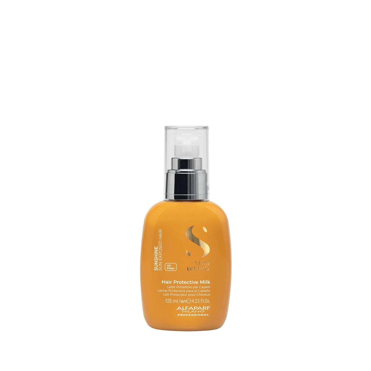 Alfaparf Milano Semi di Lino Sunshine Hair Protective Milk – Latte Protettivo Solare Capelli Idratante Anticrespo 125 ml, confezione frontale