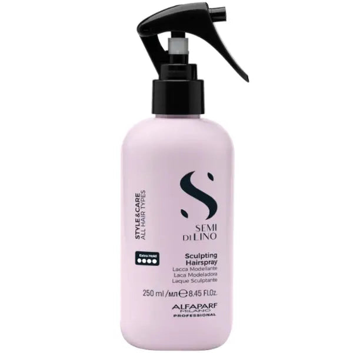 Alfaparf Milano Semi di Lino Style & Care Sculpting Hairspray – Lacca No Gas Tenuta Extra Forte Illuminante 250 ml, confezione frontale